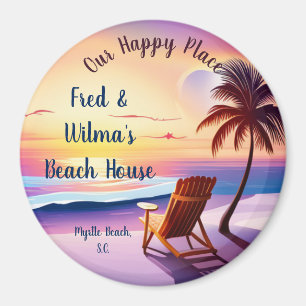 Personalised Happy Place Custom Location   Magnet