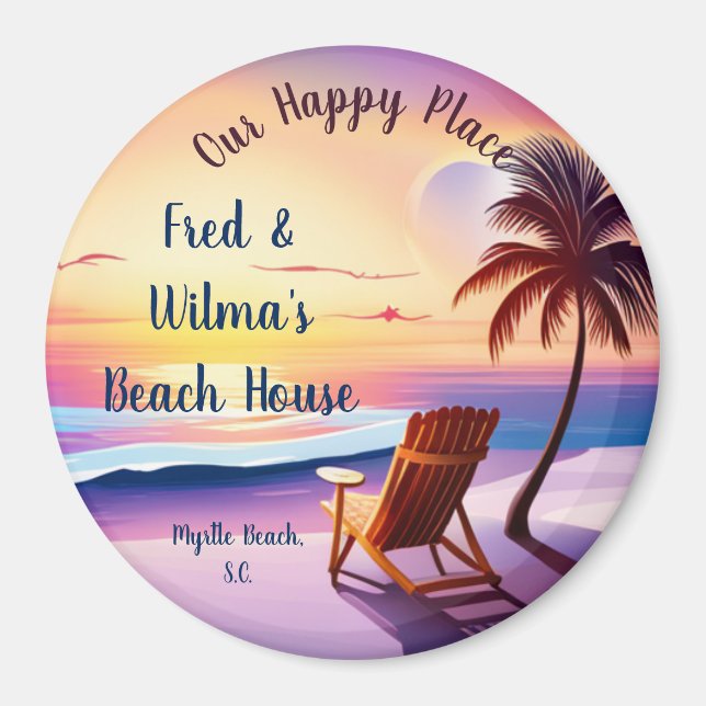 Personalised Happy Place Custom Location   Magnet (Front)
