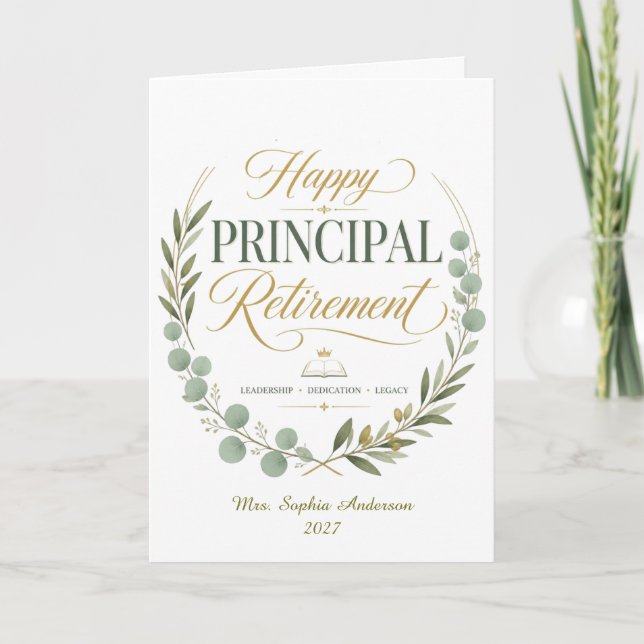Personalised Happy Principal Retirement Gift Card (Front)