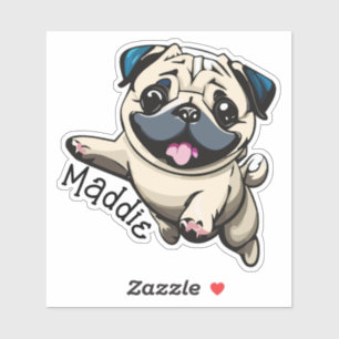 Personalised Happy Puppy Pug Jumping