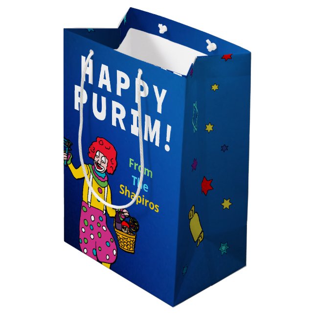 Personalised Happy Purim!  Medium Gift Bag (Back Angled)
