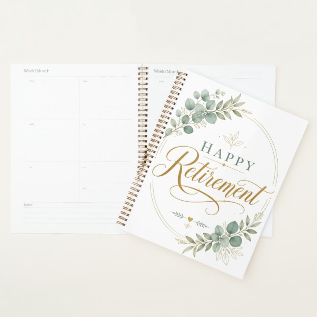 Personalised Happy Retirement Elegant Botanical Planner (Display)