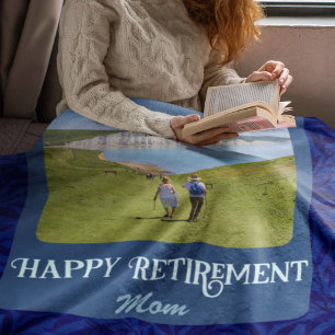 Personalised Happy Retirement Gifts for Mum Blue Fleece Blanket