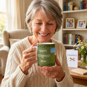 Personalised Happy Retirement Gifts for Mum Green Coffee Mug