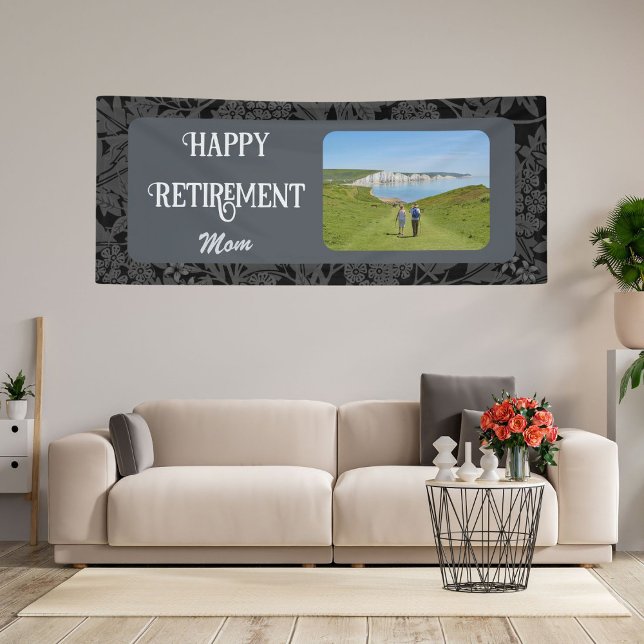 Personalised Happy Retirement Gifts for Mum Grey Banner (Creator Uploaded)