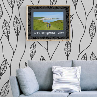 Personalised Happy Retirement Gifts for Mum Grey Poster