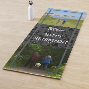 Personalised Happy Retirement Gifts for Mum Grey Yoga Mat