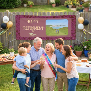 Personalised Happy Retirement Gifts for Mum Red Banner