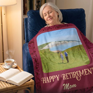 Personalised Happy Retirement Gifts for Mum Red Fleece Blanket