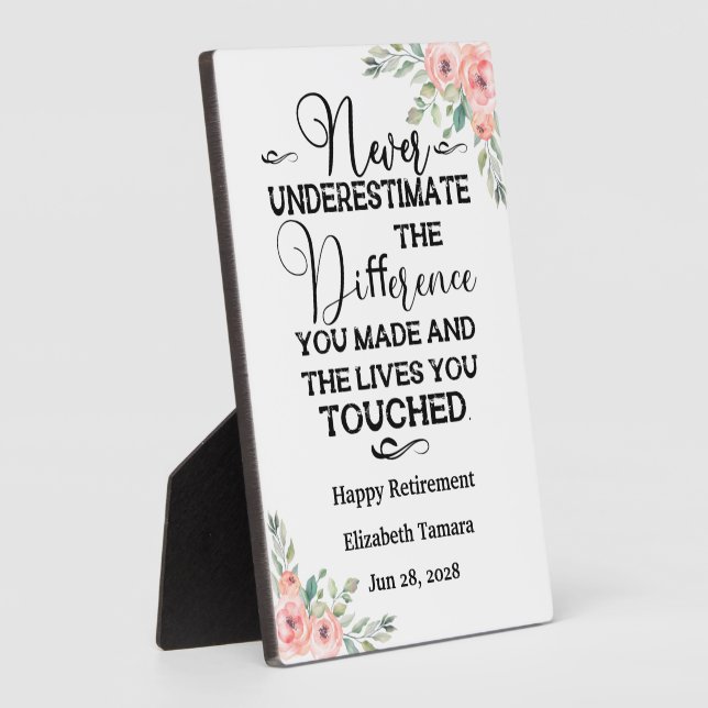 Personalised Happy Retirement quote for her Plaque (Side)