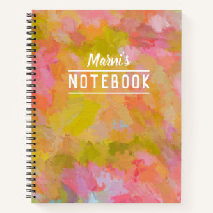 Personalised Happy Spring Colours Abstract Art Notebook
