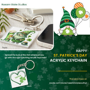 Personalised Happy St. Patrick's Day Acrylic Key Ring
