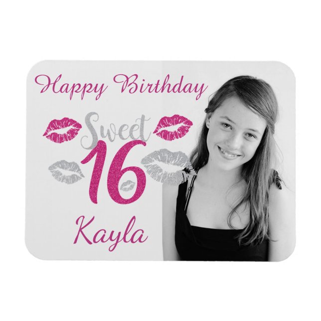 Personalised Happy Sweet 16th Birthday Magnet (Horizontal)