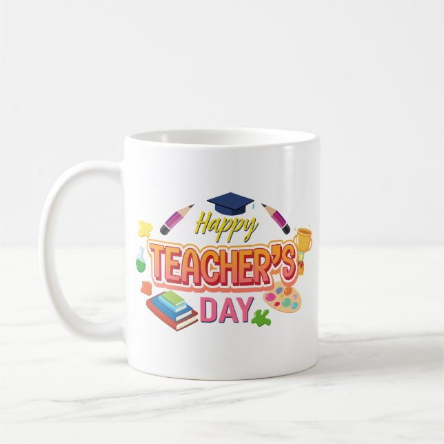 Personalised Happy Teacher’s Day Name Coffee Mug (Left)