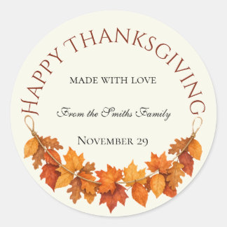 Personalised Happy Thanksgiving Classic Round Sticker