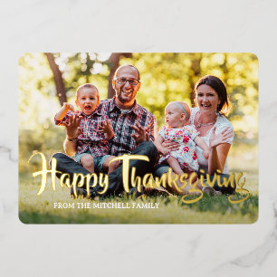 Personalised Happy Thanksgiving Family Photo Gold