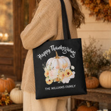 Personalised Happy Thanksgiving Floral Pumpkin