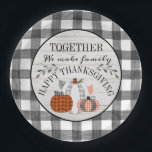 Personalised Happy Thanksgiving Wine Paper Plate<br><div class="desc">I'm Plaid to be a pumpkin
Happy Thanksgiving Paper plates
Cute Plaid Pumpkins Buffalo Plaid</div>