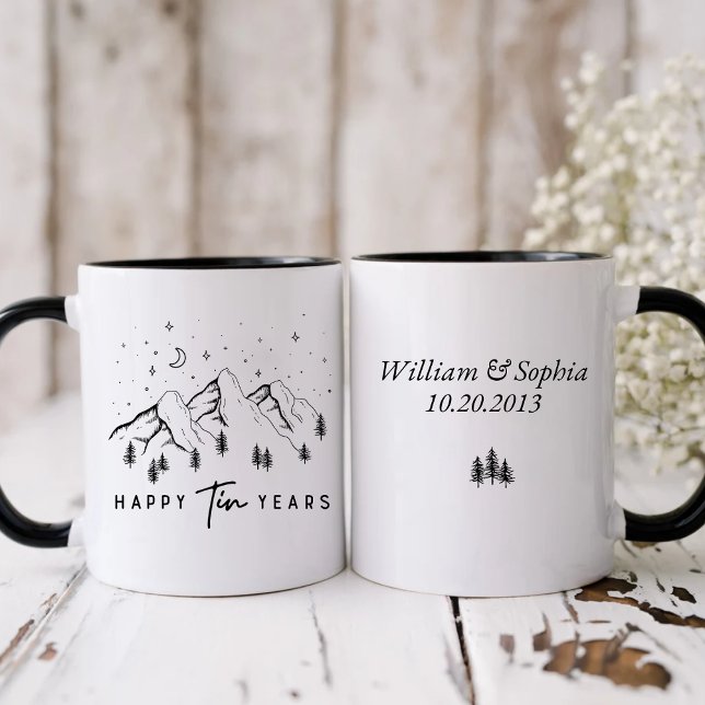 Personalised Happy Tin years Two-Tone Coffee Mug (Creator Uploaded)