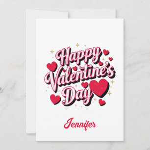 Personalised Happy Valentine’s Day Red heart       Holiday Card