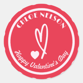 Personalised Happy Valentine's Day | Custom Name Classic Round Sticker