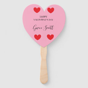 Personalised Happy Valentine's red heart pink Hand Fan
