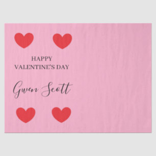 Personalised Happy Valentine's red heart pink Tissue Paper