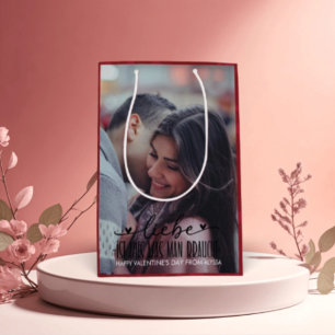 Personalised Happy Valentines's Day Photo    Medium Gift Bag
