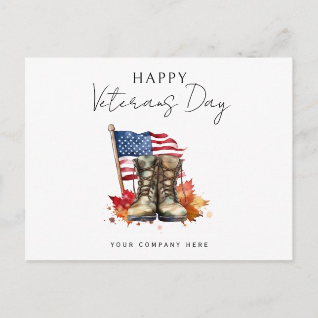 Personalised Happy Veterans Day Business Postcard (Front)