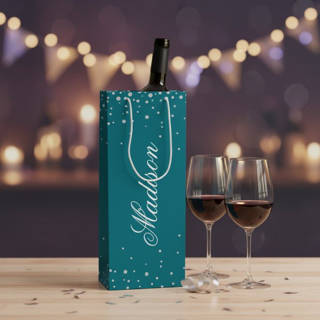 Personalised Harbour Blue Diamonds Wine Gift Bag (Creator Uploaded)
