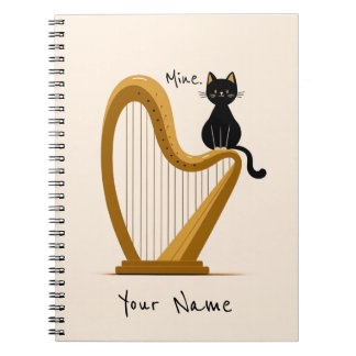 Personalised Harp and Cat Notebook