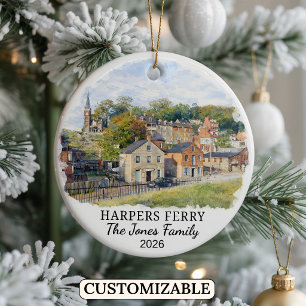 Personalised Harpers Ferry Ornament, West Virginia Ceramic Tree Decoration