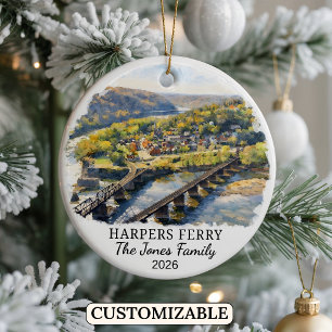 Personalised Harpers Ferry Ornament, West Virginia Ceramic Tree Decoration