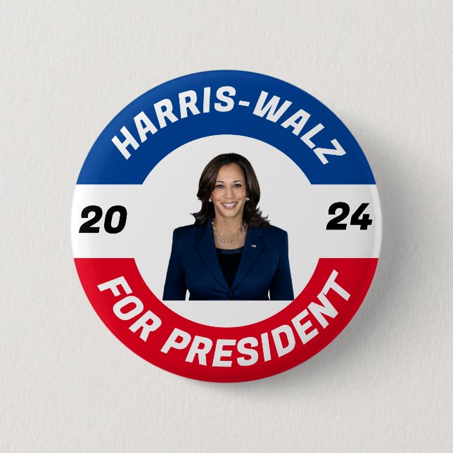 Personalised harris Walz for president 2024 6 Cm Round Badge (Front)