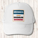 Personalised Hat | Universal Bachelor Weekend<br><div class="desc">Personalised Hat | Universal Bachelor Weekend Personalised hats are the perfect keepsakes for your friends to remember your special day. Cheers to a fun and memorable bachelor party! Add your custom wording to this design by using the "Edit this design template" boxes on the right hand side of the item,...</div>