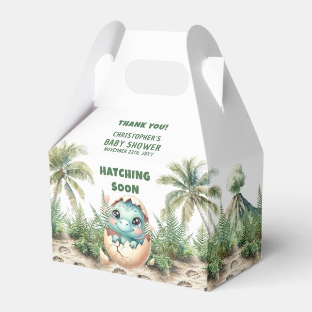 Personalised Hatching Soon Boy Dinosaur Box (Front Side)