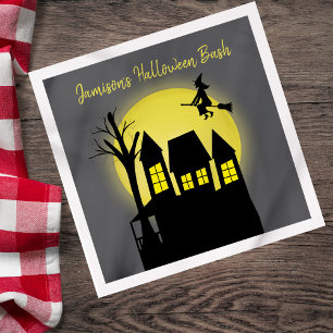 Personalised Haunted House Halloween Bash Cocktail Napkin