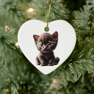 Personalised Havana Brown Kitten Ceramic Tree Decoration