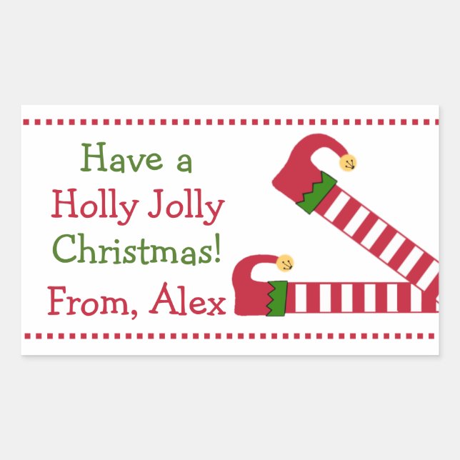 Personalised Have A Holly Jolly Christmas Rectangular Sticker (Front)
