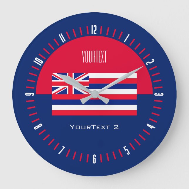 Personalised Hawaii State Flag on a Large Clock (Front)
