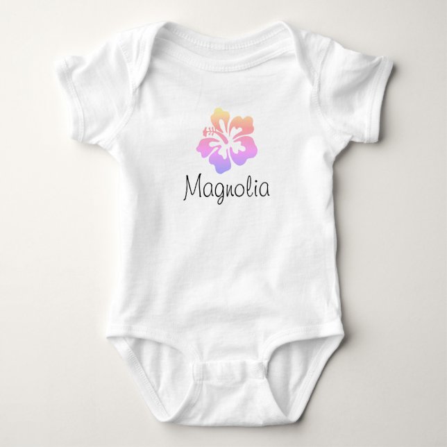Personalised Hawaiian Hibiscus Baby Bodysuit (Front)