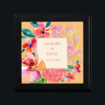 Personalised Hawaiian Tropical Floral Splash Gift Box<br><div class="desc">Personalise your wedding tote with couples names,  wedding date,  and the name of your wedding party member or a fun quote. Freeform watercolor flowers splashed with tropical colour. Hawaiian floral elements in colours of mango orange ice,  jungle green,  plumeria pink.</div>