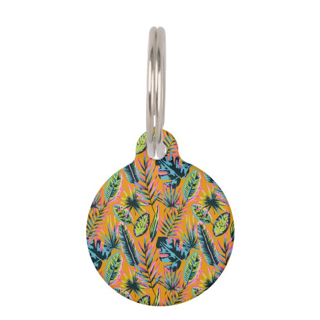Personalised Hawaiian Tropical  Print Pet Tag (Front)