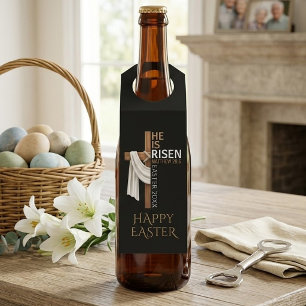Personalised He Is Risen Cross Happy Easter Bottle Tag
