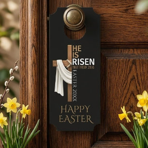 Personalised He Is Risen Cross Happy Easter Door Hanger