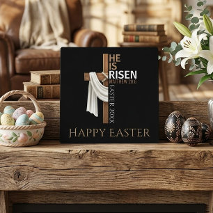 Personalised He Is Risen Cross Happy Easter Plaque