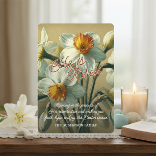 Personalised He Is Risen Daffodil Floral Card