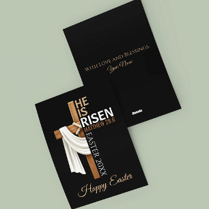 Personalised He Is Risen Happy Easter Cross Holiday Card