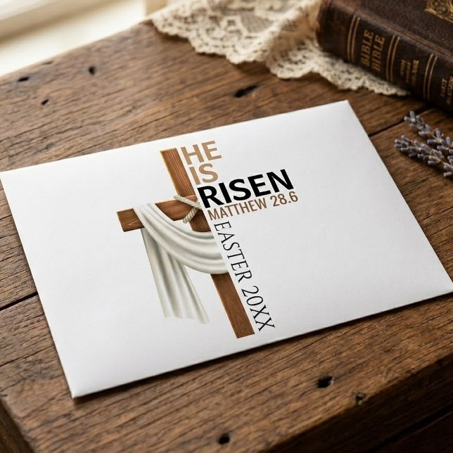 Personalised He Is Risen Vintage Easter Cross Envelope (Creator Uploaded)