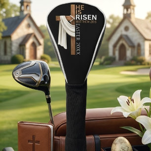 Personalised He Is Risen Vintage Easter Cross Golf Head Cover